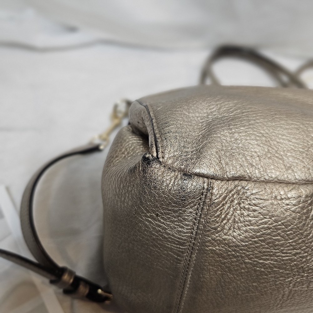 Authentic Coach Morgan Satchel | Style F35185 | Metallic Gold Pebbled Leather - Picture 7 of 16